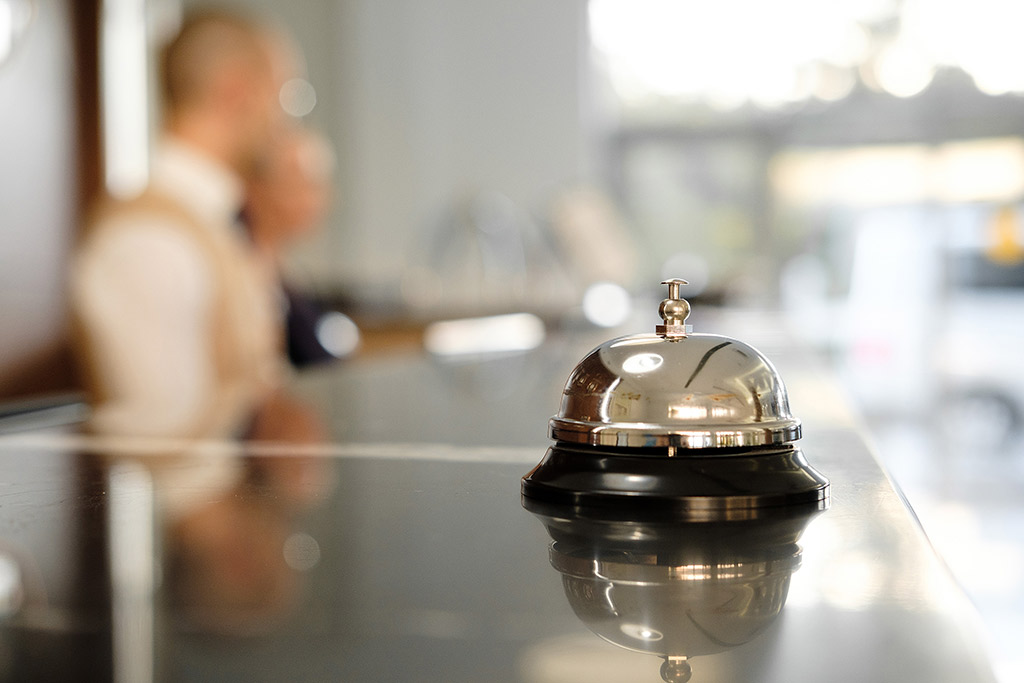 Concierge desk in hotel lobby